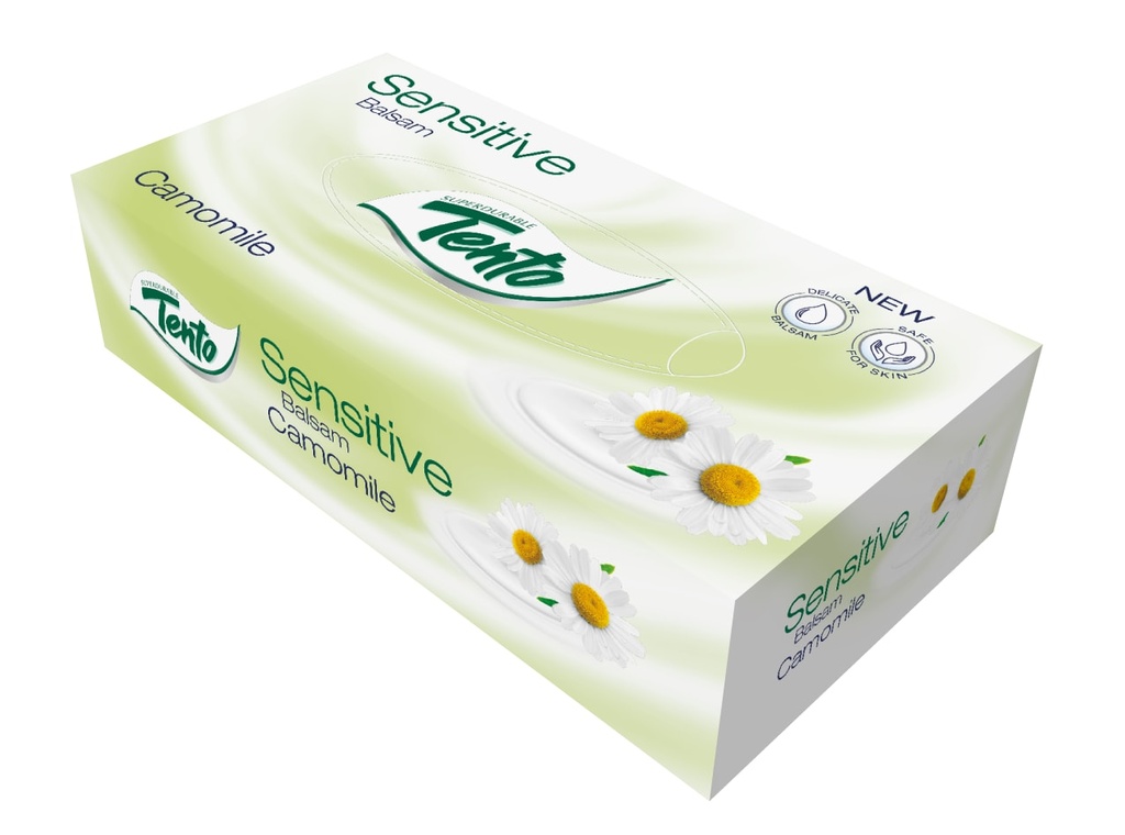 TENTO papírové kapesníčky třívrstvé Heřmánek BOX 70 ks