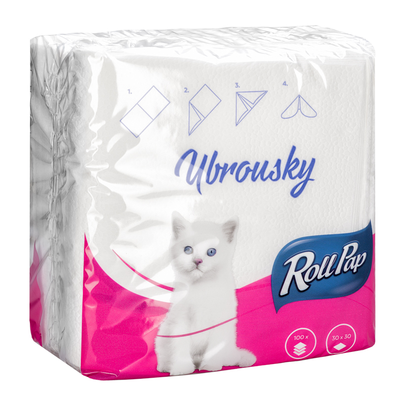 Ubrousky papírové bílé 30 x 30 cm 100 kusů