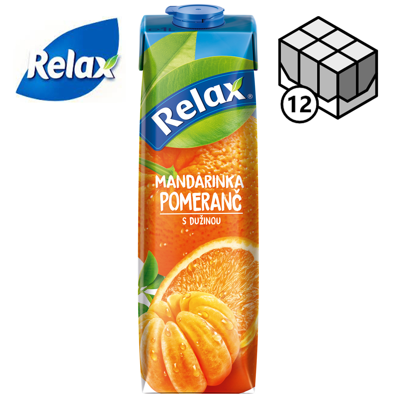 RELAX nektar mandarinka+ pomeranč s dužinou 12 x 1 l - TP