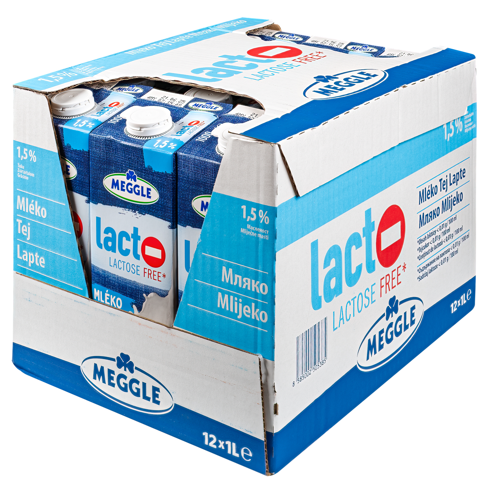 MEGGLE bezlaktózové mléko 1,5% 12 x 1 l TP