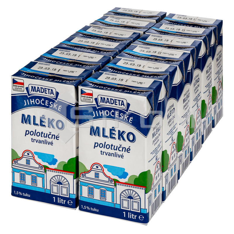 MADETA mléko polotučné 1,5% - 12 x 1 l TP