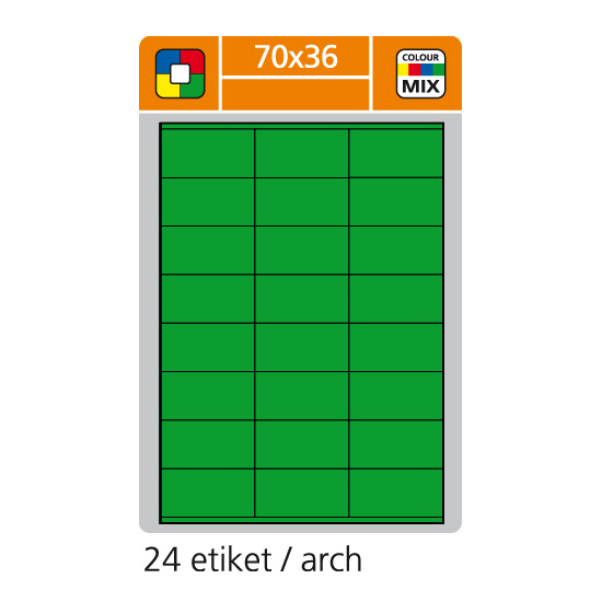 Print etikety A4 pro laserový a inkoustový tisk - 70 x 36 mm (24 etiket/ arch) zelená
