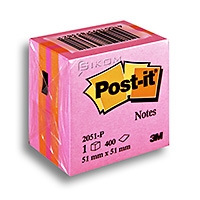 Samolepící bločky Post-it minikostky - růžová barva