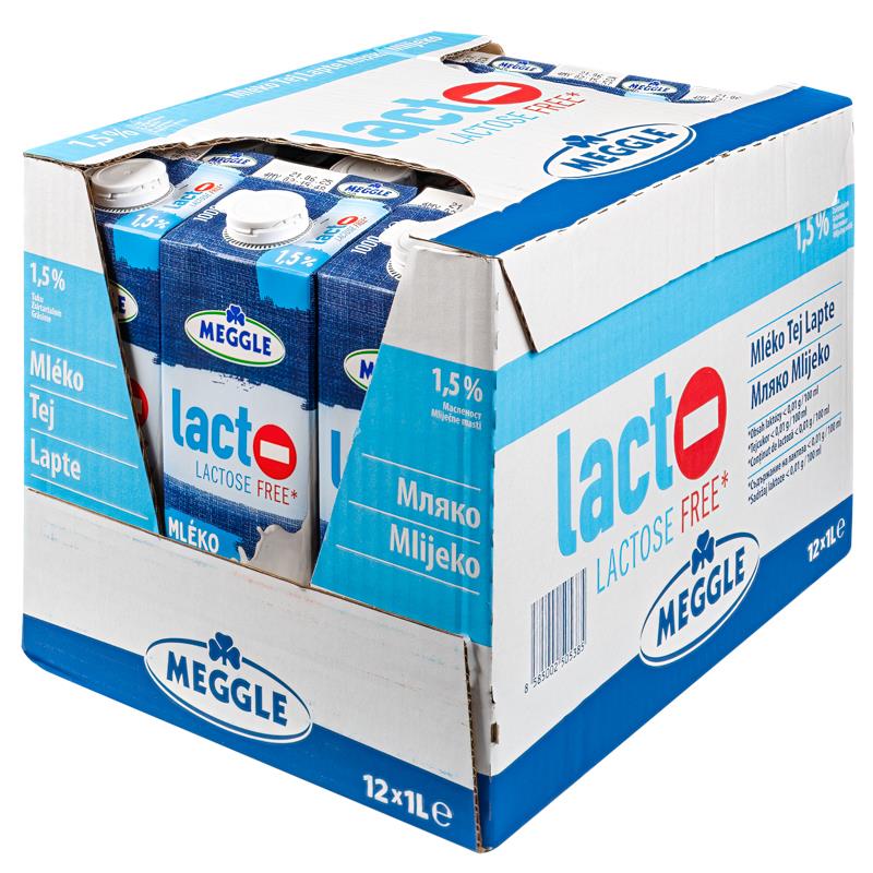 MEGGLE bezlaktózové mléko 1,5% 12 x 1 l TP
