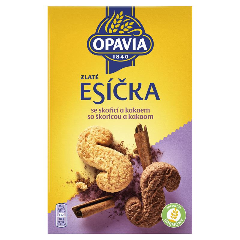 Zlaté ESÍČKA sušenky se skořicí a kakaem 220 g